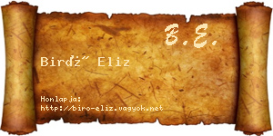 Biró Eliz névjegykártya